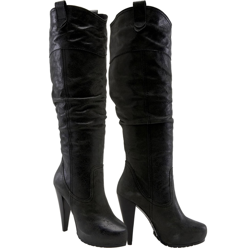 Report Cricket Distressed Black Leather Boots SZ 9